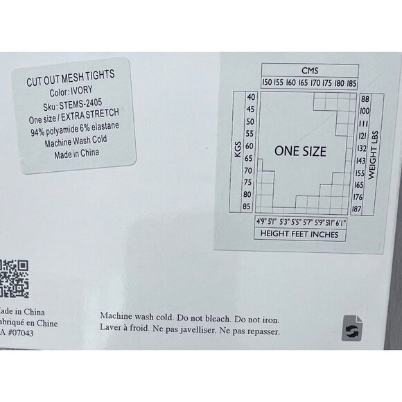 Stems Cut Out Mesh Tights Bow Tie White ( O/S ) - Picture 4 of 4